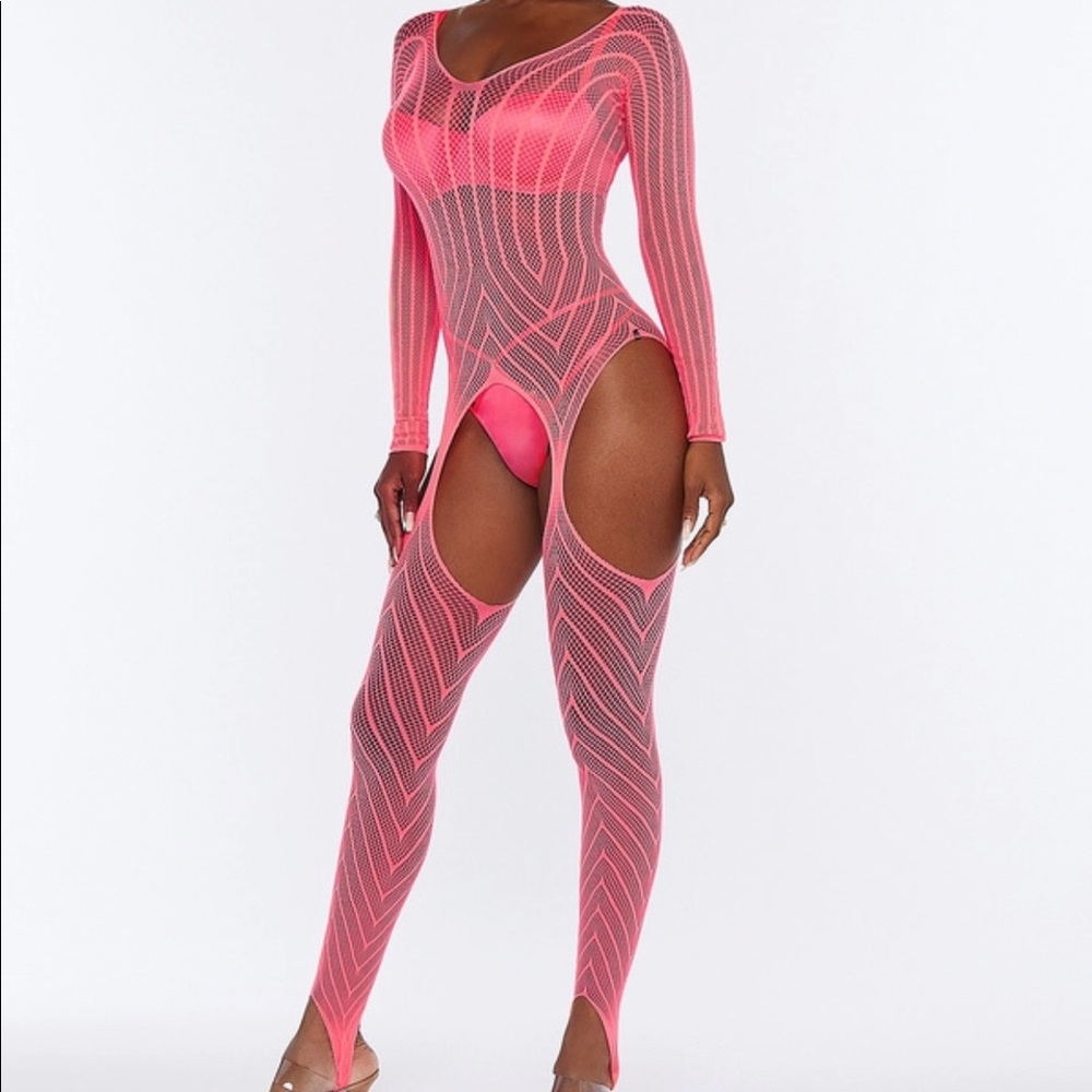 Savage X Fenty Pink Mesh Bodysuit